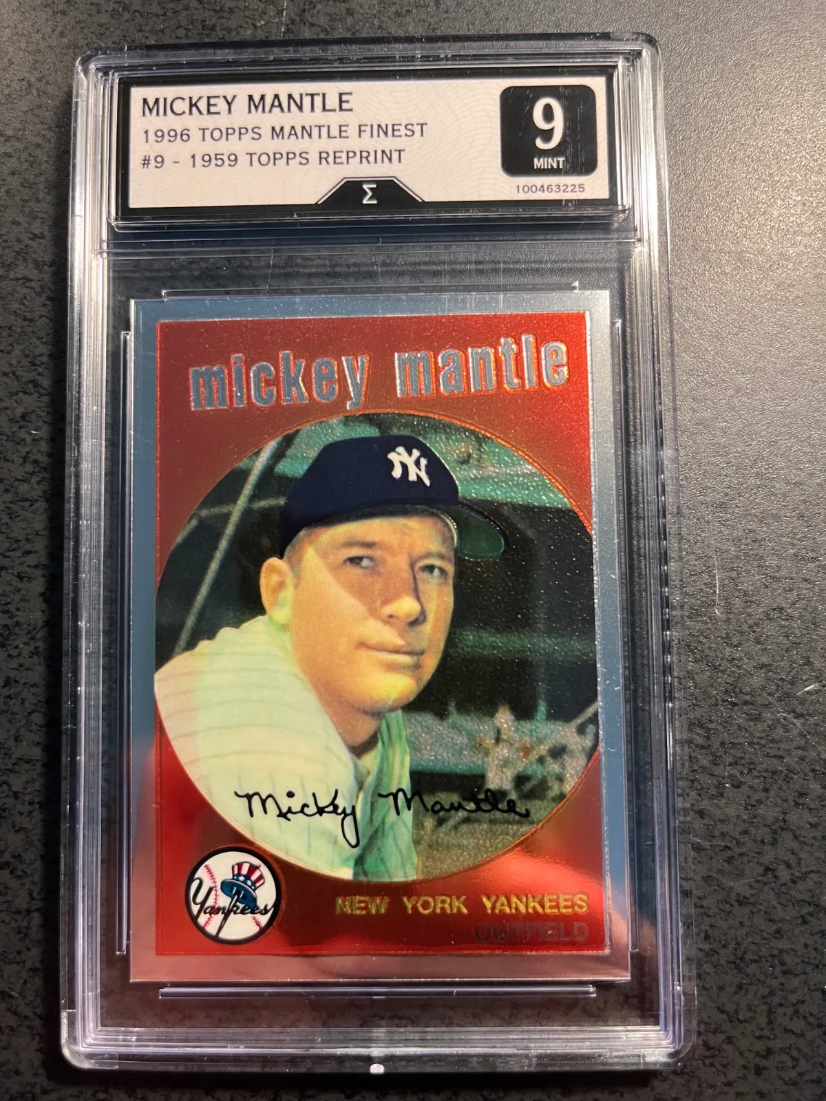MICKEY MANTLE 1996 TOPPS FINEST REFRACTOR REPRINT-GRADED 9
