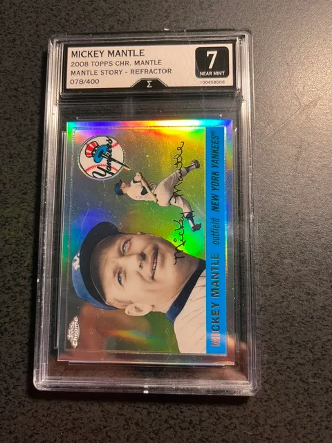 MICKEY MANTLE 2008 TOPPS CHROME REFRACTOR NUMBERED  #MMSC55--GRADED 8