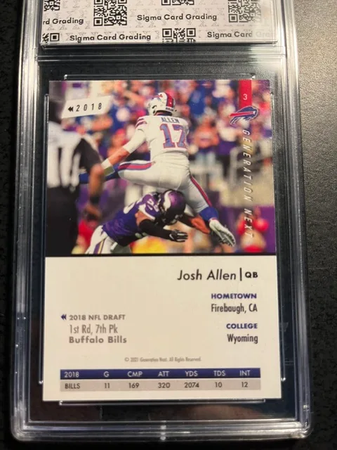 JOSH ALLEN 2021 GENERATION NEXT ROOKIE REPLAY #3--GRADED 9.5