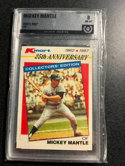 MICKEY MANTLE 1987 TOPPS 25TH ANNIV. COLL. EDITION #5-GRADED 8