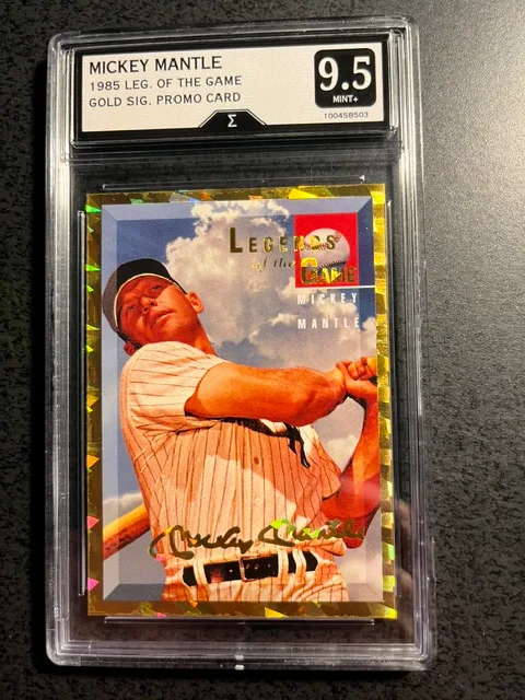 MICKEY MANTLE 1985 LEGENDS of the GAME GOLD SIGNATURE PROMO CARD=GRADED 9.5