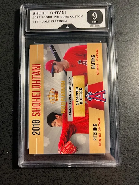 SHOHEI OHTANI 2018 ROOKIE PHENOMS GOLD CARD #17-GRADED 9
