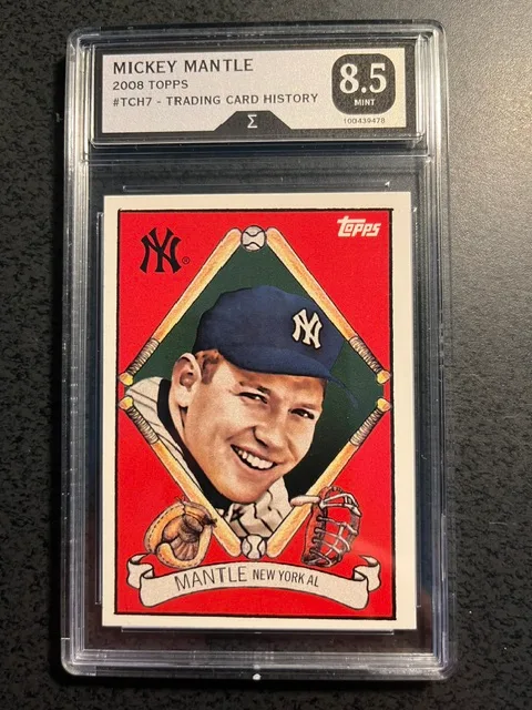 MICKEY MANTLE 2008 TOPPS TRADING CARD #TCH7-GRADED 8.5