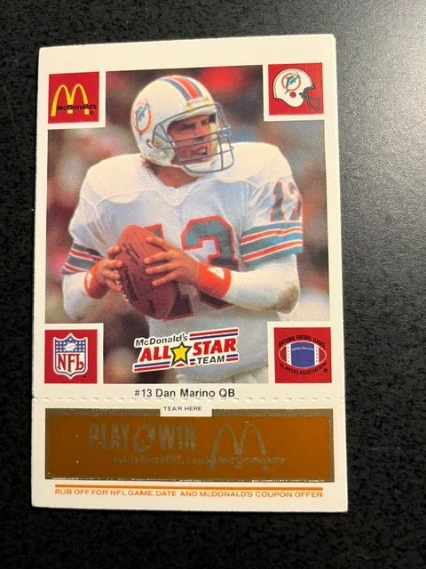DAN MARINO / MCDONALDS 1986 UNUSED SCRATCH OFF CARDS-MINT