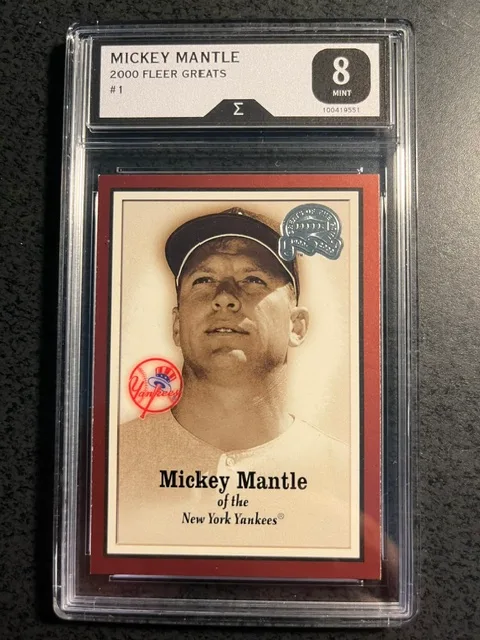 MICKEY MANTLE 2000 FLEER GREATS #1-GRADED 8