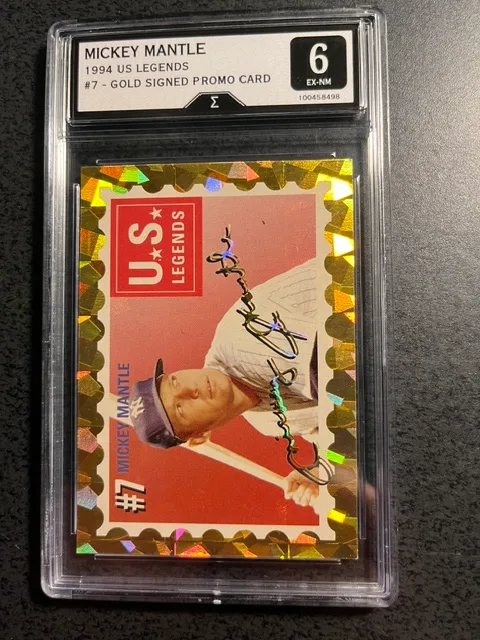MICKEY MANTLE 1994 LEGENDS of the GAME GOLD SIGNATURE PROMO CARD=GRADED 6