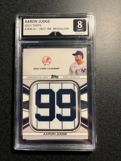 AARON JUDGE TOPPS JERSEY NUMBER CARD-GRADED 8