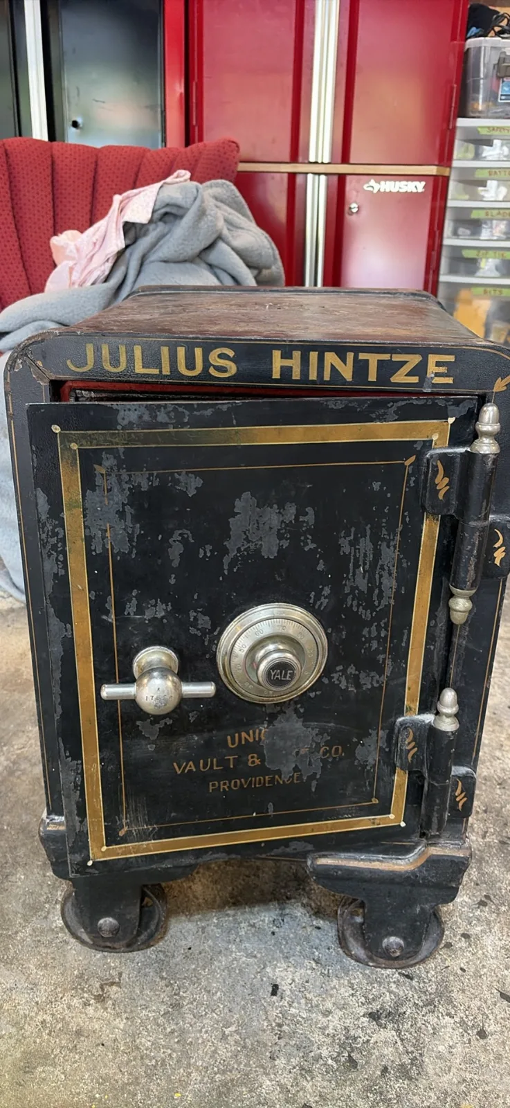 Vintage Julius Hintze Safe with Combination Dial and Wheels